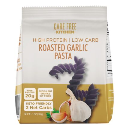 Care Free Kitchen Roasted Garlic Rotini Keto Pasta Noodles, 20G High Protein, Low Carb 2G Net Carbs, 26G High Fiber (12 Oz. Bag)